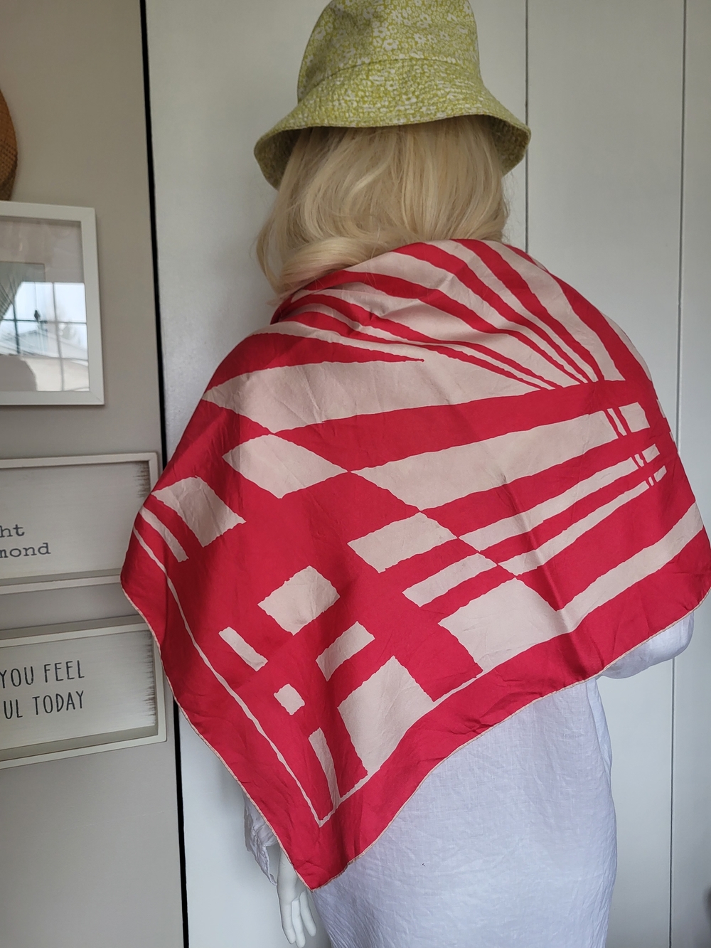 Pierre Balmain Pink and Cream Signature Square Scarf - Picture 7 of 9